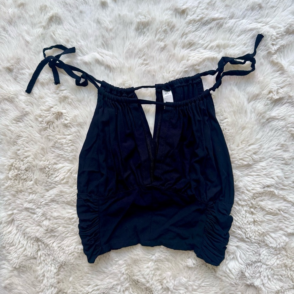 Valija Black Ruched Crop | Size XS